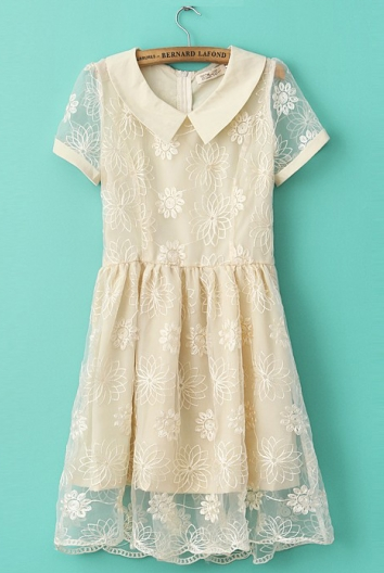 6KS // Apricot Sunflower Embroidery Dress